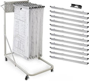 Gray Steel Vertical File Blueprint Rolling Stand with 30 inch Hanging Clamps