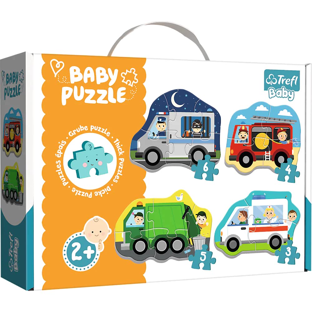 Trefl Vehicles and Jobs 4in1 Jigsaw Puzzle Baby Classic DIY Puzzle, Creative Fun, Classic Puzzle for Adults and Children from 2 Years Old