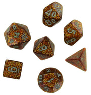 Gold Glitter Mini Dice with Silver Colored Numbers 10mm (3/8in) Set of 7 Chessex