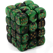Chessex D&D Dice-12mm Gemini Black, Green, and Gold Plastic Polyhedral Dice Set-Dungeons and Dragons Dice Includes 36 Dice – D6, (CHX26839)