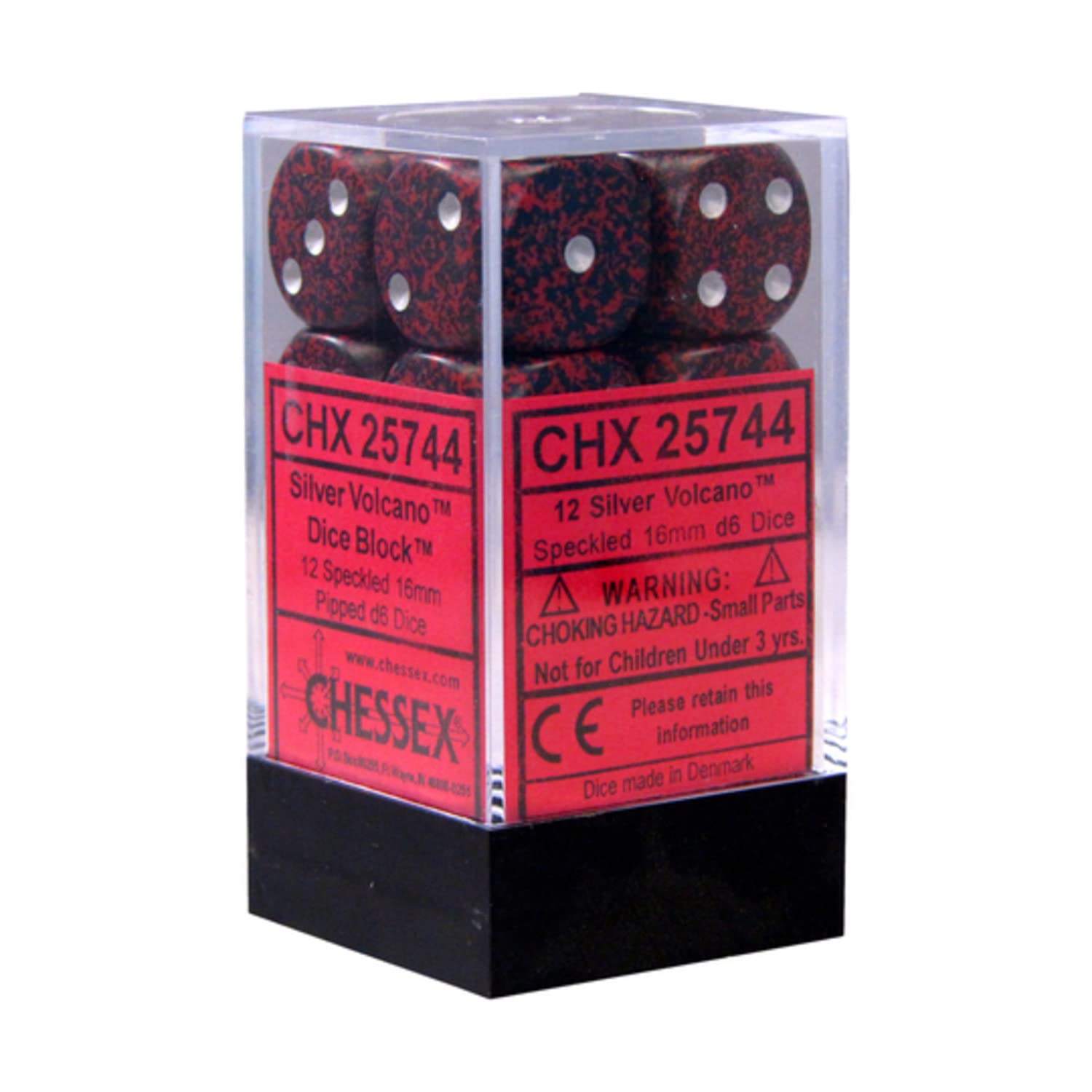 d6 Cube 16mm Speckled Silver Volcano (12)