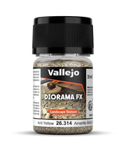 Vallejo - Diorama FX Landscape Textures | Arid Yellow 0.5 to 2 mm (0.02" to 0.08") Particle Size | Ideal Basing for Scenary and Dioramas | Bottle of 35 ml. (1.18 fl.oz.) | Weight 50 g. (1.76 oz.)