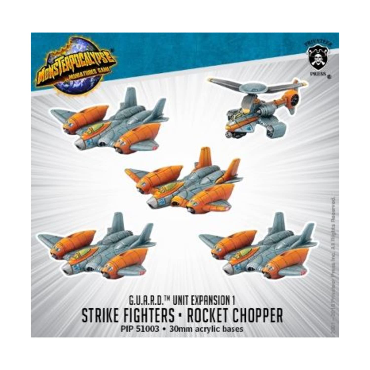 Privateer Press PIP51003 Monsterpocalypse: Protector G.U.A.R.D. Unit - Strike Fighters & Rocket Chopper (Resin), One Size