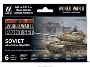 Vallejo - WWII Soviet Armour & Infantry Model Color Paint Set | Historic Military Shades | Brush & Airbrush Compatible Acrylic Colors | Pro Modeler Collection | 6 bottles x 18 ml. (0.6 fl.oz)