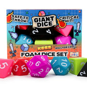 KESS Big Box Combo Set of Six Jumbo Foam Dice: One Each of D20, D12, D10, D8, D6, and D4 dice in Assorted Vibrant Colors
