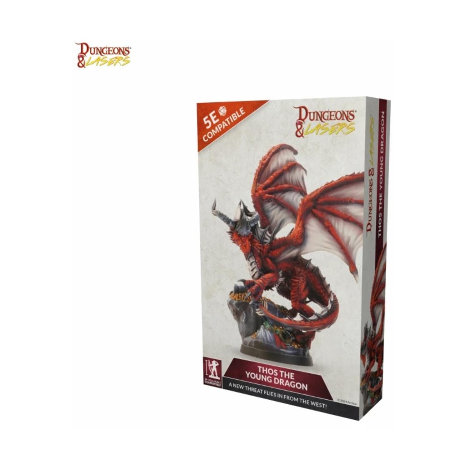 Dungeons & Lasers: Thos Dragon Miniature Figure - Tall 5.9" Height (150mm) with Scenic Base - 5E Compatible for DND and Tabletop RPG Games - Highly Detailed and Unpainted
