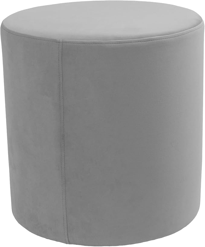 Everyday 18" Round Microfiber and Faux Leather Ottoman, 19" Height - Smoke