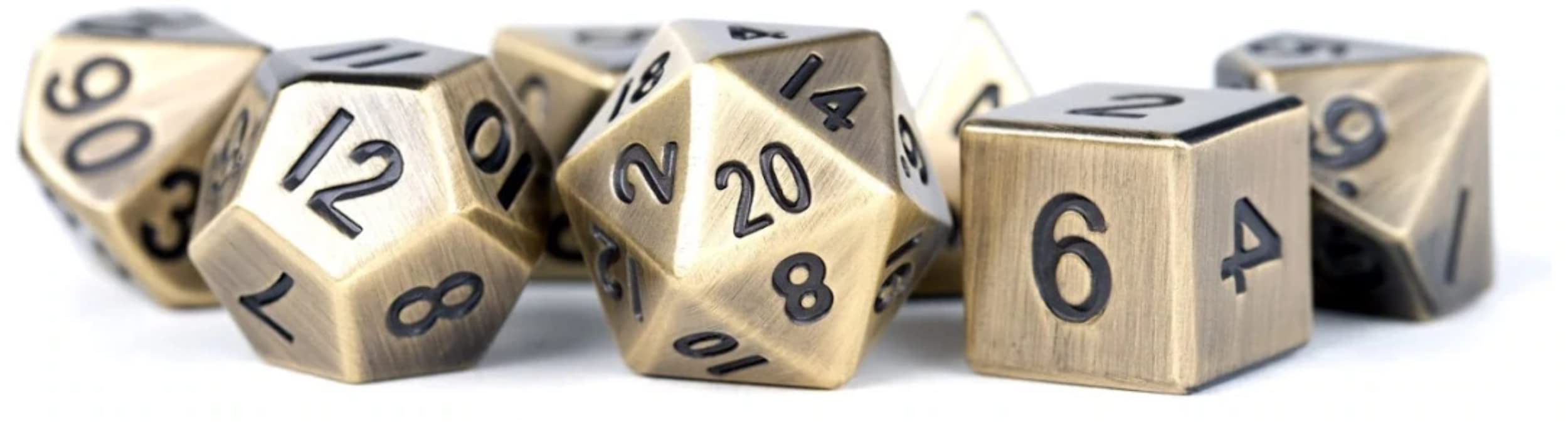 16mm Metal Poly Dice Set - Antique Gold