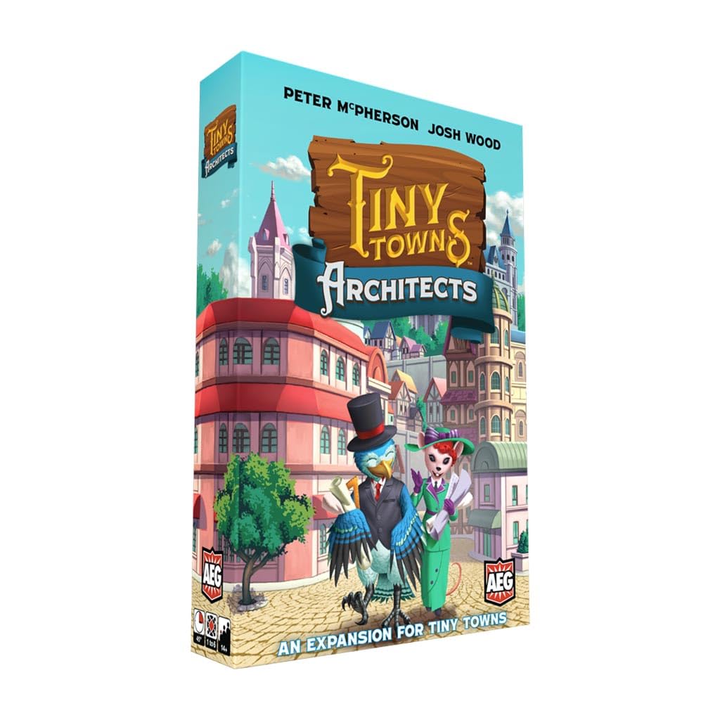 Alderac Entertainment Group | Tiny Towns Architects Board Game in English for All Family | Strategic Competitive Game for 1-6 Players | Adds 30 New Buildings and Monuments