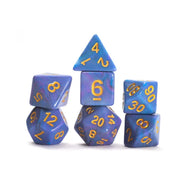 Sirius Dice Poly Set - Unicorn, Blue w/Gold (7)
