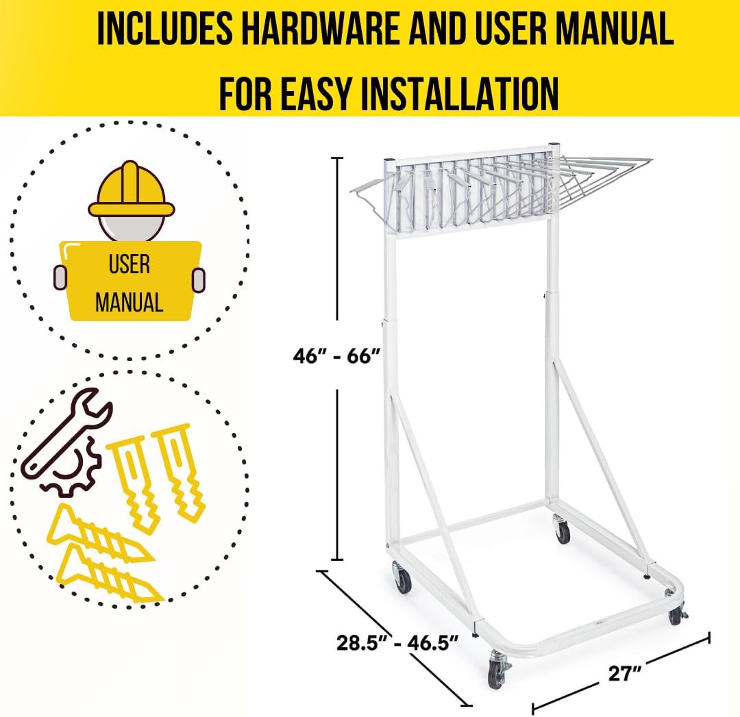 Vertical File Rolling Stand for Blueprints, White