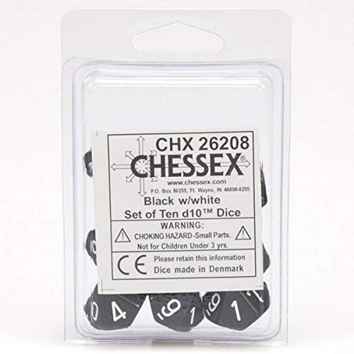 d10 Clamshell Opaque Black with White (10)