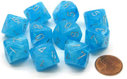 Chessex Luminary Sky/Silver GITD Set of 10 d10 Dice