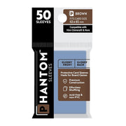 Phantom Sleeves: Brown Size 43 x 65mm: Glossy Front/Back - 50 Pack - Transparent Protective Card Sleeves for Board Games, Trading Cards & Card Games