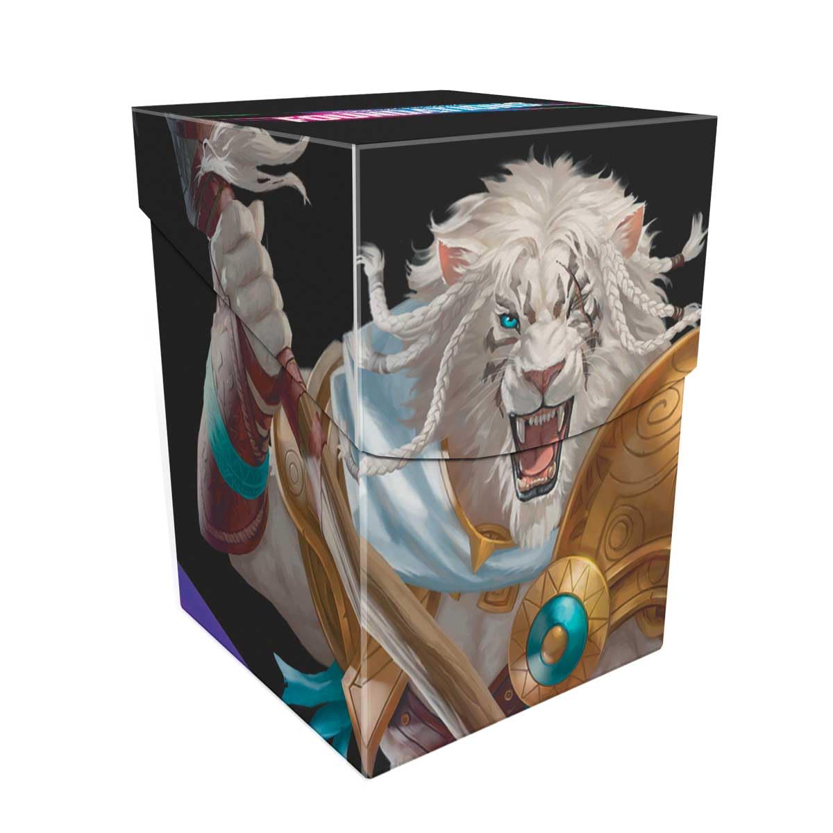 Ultra Pro - Foundations Ajani 100+ Deck Box Light for Magic: The Gathering, MTG storage container, deck protector, card organizer, trading card storage, Ajani Magic artwork, rigid polypropylene