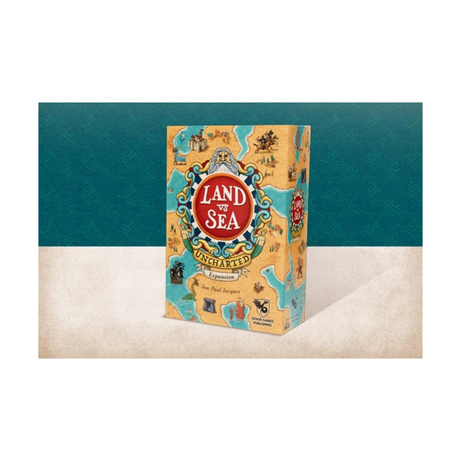 Land vs Sea Uncharted by Good Games Publishing - 2 to 4 Players | 24 New Tiles, Menhirs, Cities & Bandits/Pirates | 60-Minute Strategy Game Upgrade with New Shapes, Artwork & Scoring Mechanics