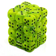 Chessex Vortex Bright Green with Black Numbers 12 mm Dice Block (36 dice)