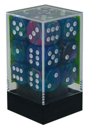 Chessex 27746 Festive 16mm d6 Waterlily with White Dice Block, 12 Dice
