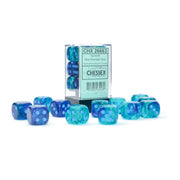 Chessex Luminary Dice Set 12 16mm Dice Blue with Light Blue