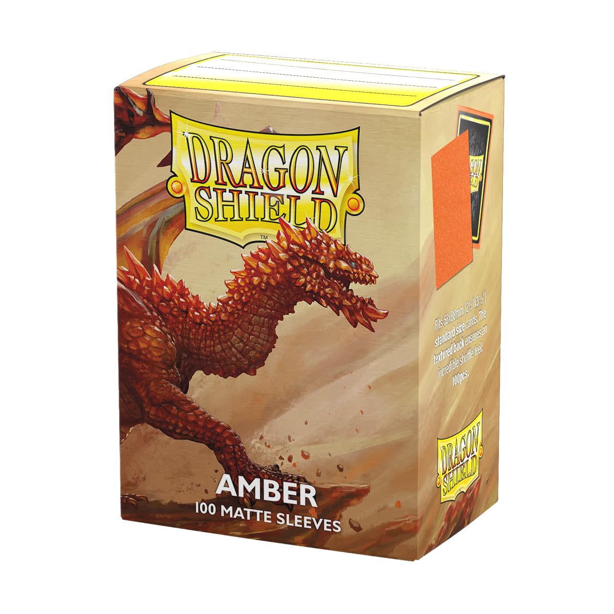 Dragon Shield | Standard Size Card Matte Sleeves | 100 CT - Smooth & Tough Premium TCG Sleeves | Compatible with Pokemon, Flesh & Blood, One Piece & Magic The Gathering | Amber