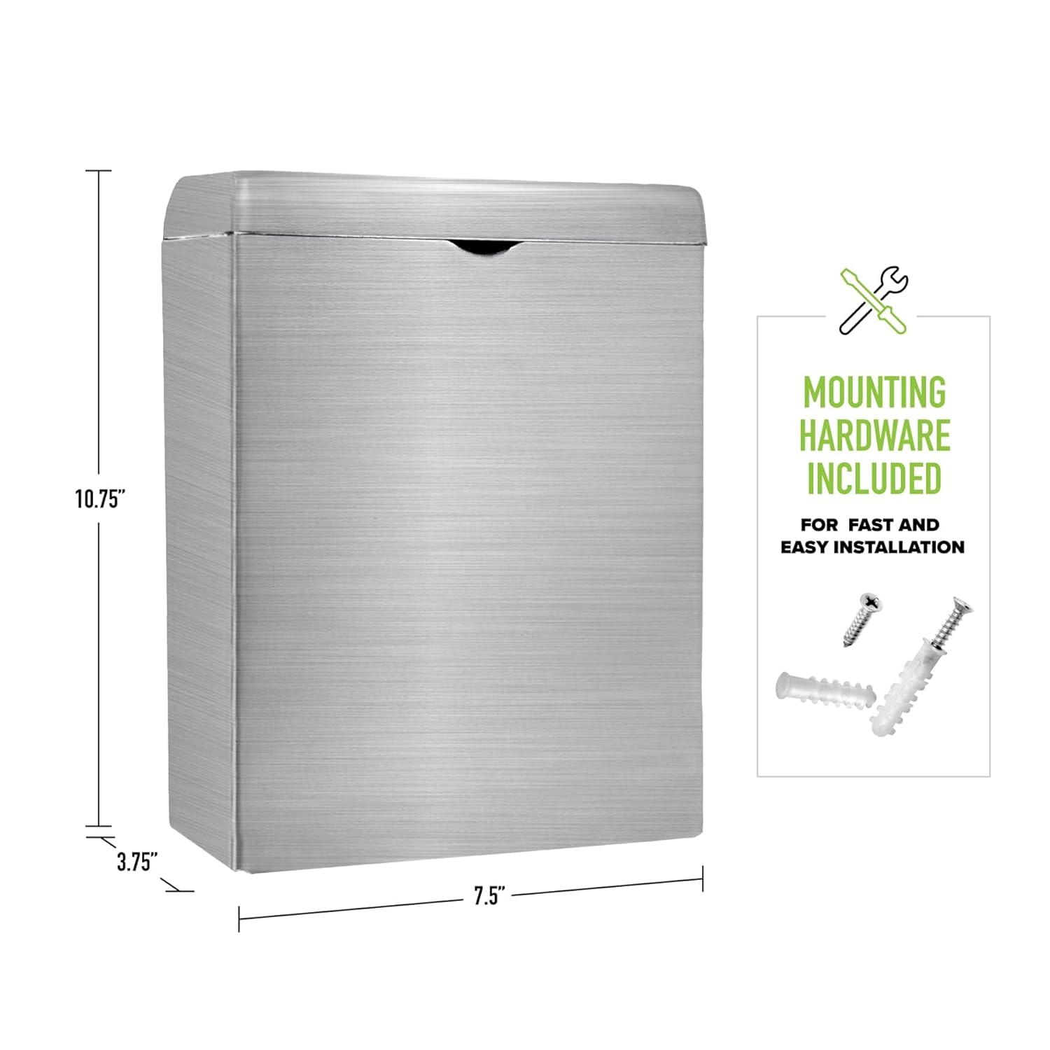 Stainless Steel Wall-Mounted Sanitary Napkin Receptacle 2 Pack