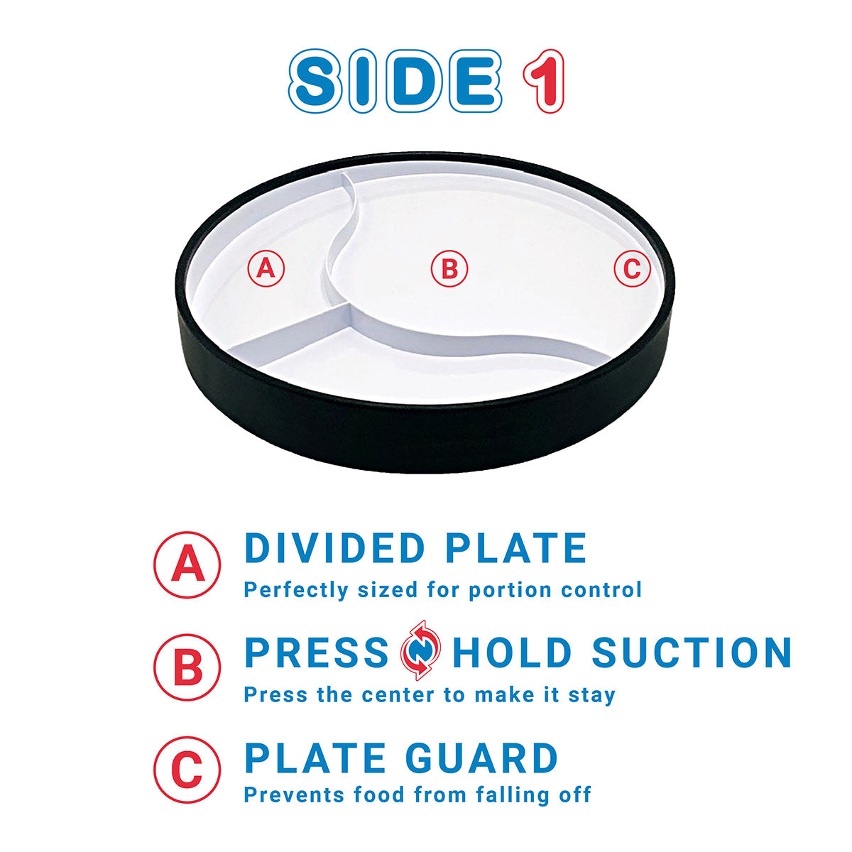 STAYnEAT Plate, Divided Suction, Slope n Scoop Dish, Small, White, Each