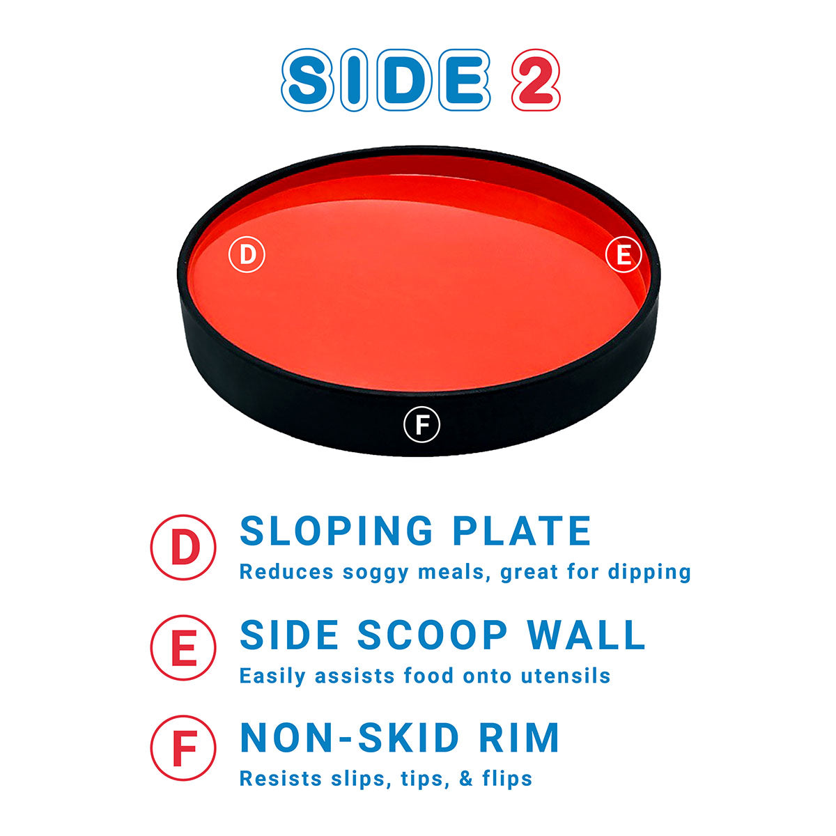 STAYnEAT Plate, Divided Suction, Slope n Scoop Dish, Large, Red, Each