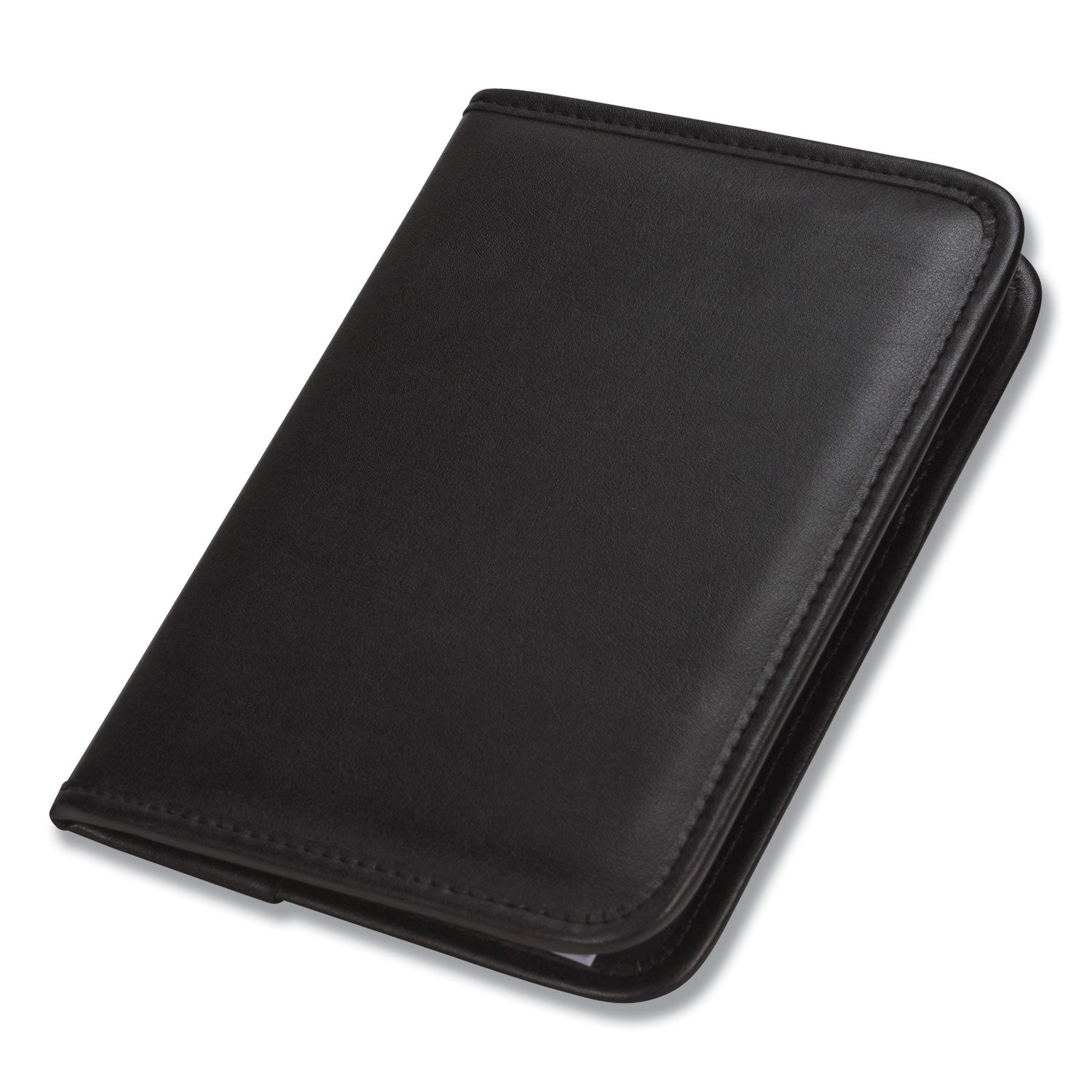Samsill Professional Padfolio, Letter Size 8.5" x 11", 4 Internal Pockets, Synthetic Leather/PVC, Black, Padded, Stitched, Pen Loop, Notepad, Document Pocket, Business Card Holder, Refillable, 1 Each