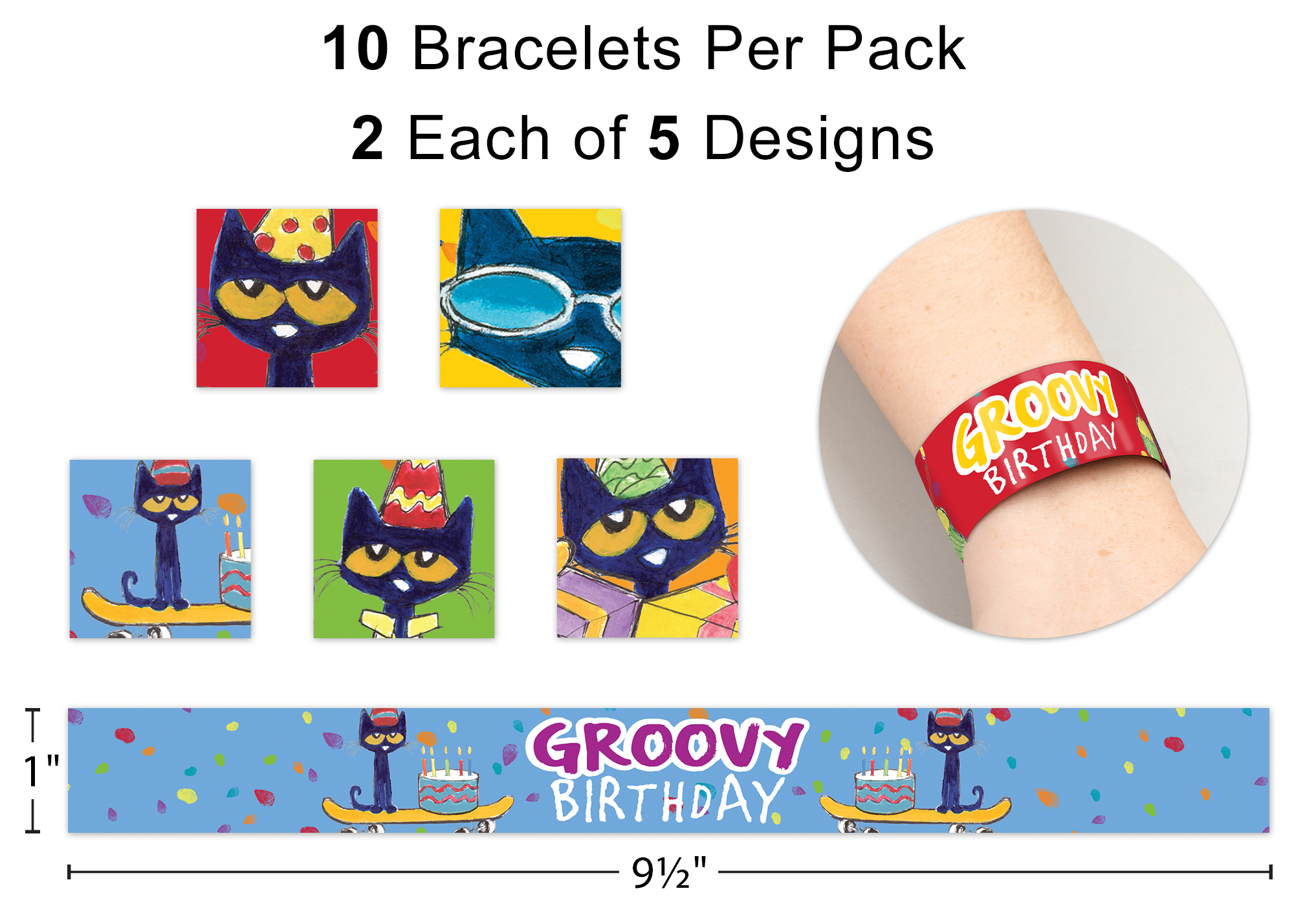 Pete the Cat® Groovy Birthday Slap Bracelets