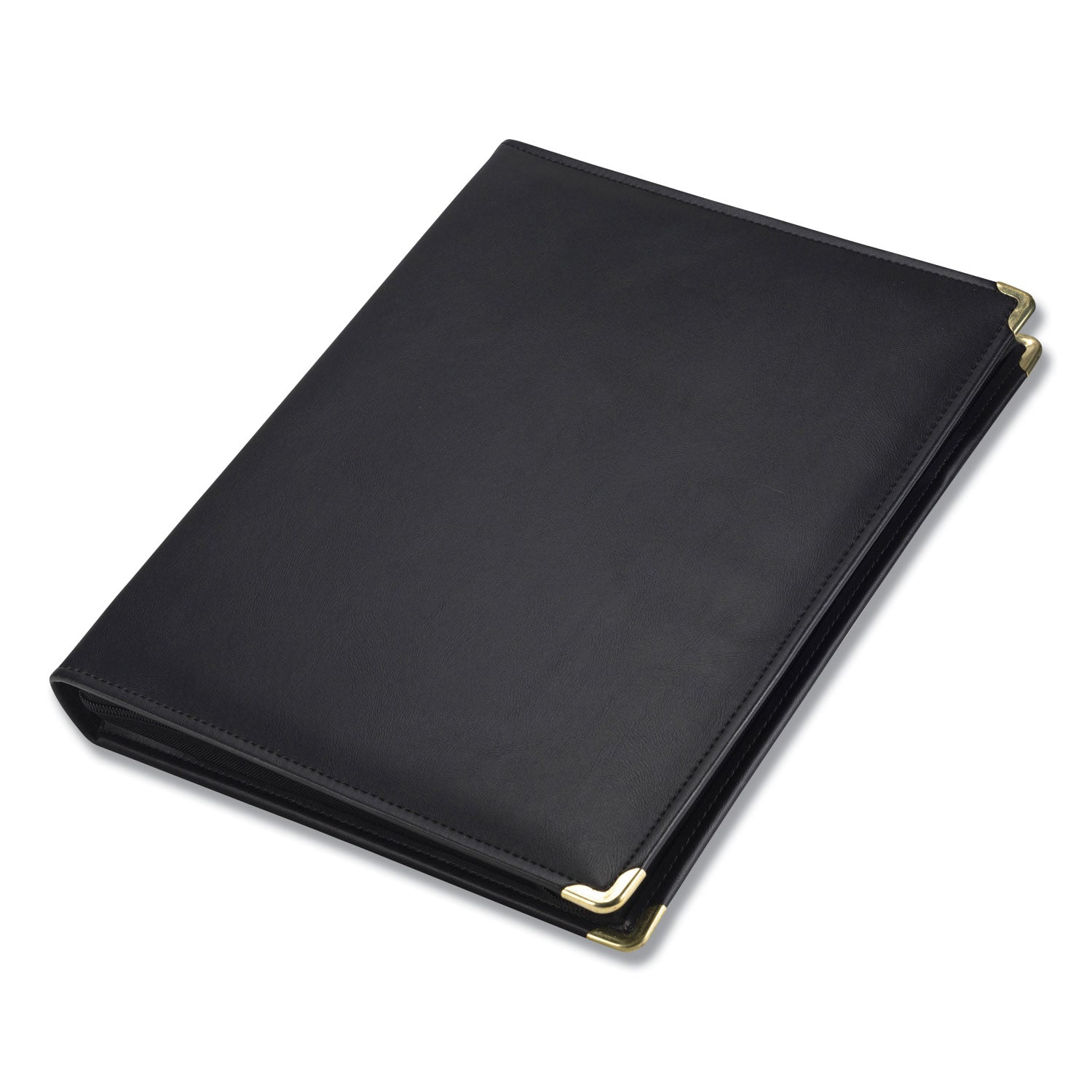 Samsill Classic Professional Binder - 3 Ring Binder with 1.5 Inch Brass Round Rings and Zipper Closure - Portfolio Binder - Brass Corner Accents - Black