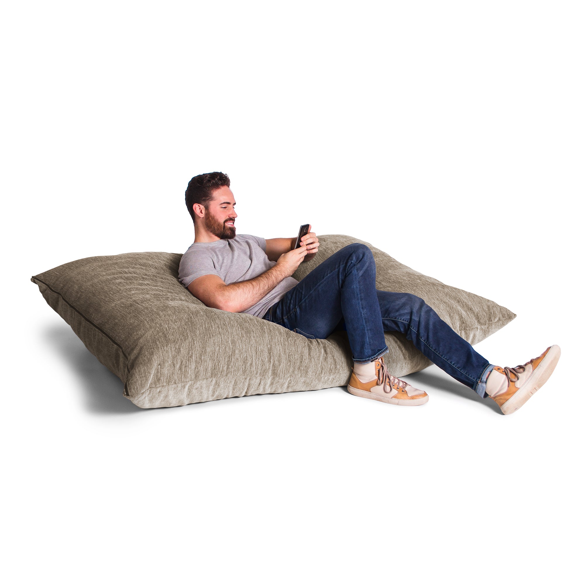 Jaxx 5.5 ft Pillow Saxx Foam Bean Bag Pillow, Premium Chenille Cover, Beige