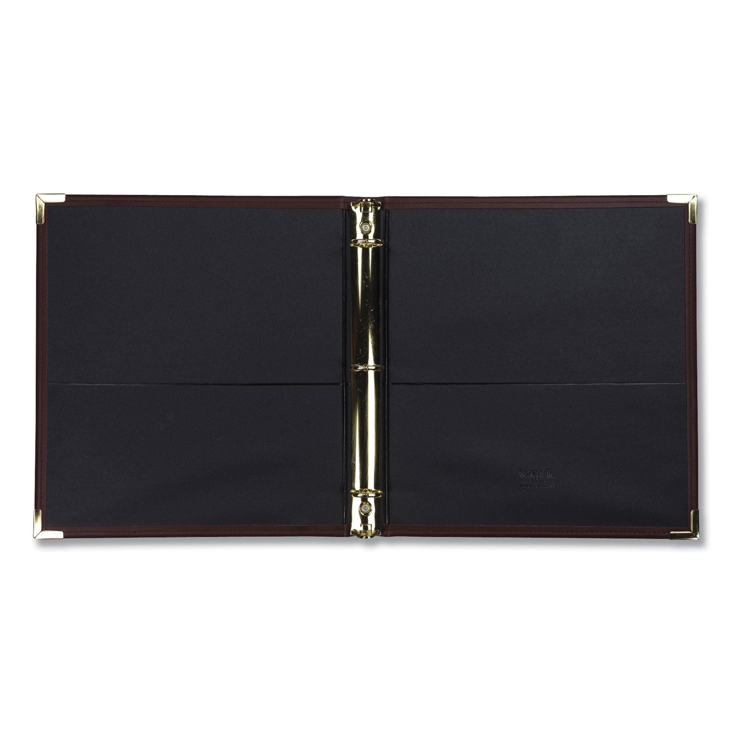1" Binder Capacity - Letter - 8 1/2" x 11" Sheet Size - Fastener(s): Round Ring - Pocket(s): 2, Internal - Faux Leather, Brass, Metal - Burgundy - Flexible, Durable, Concealed Rivet - 1 Each