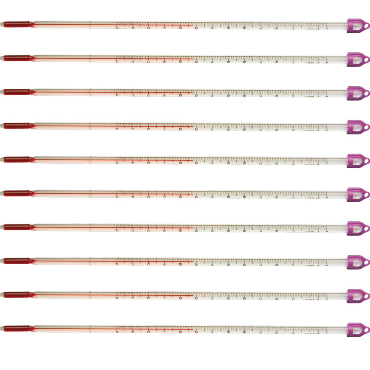 Thermometer, White-Backed, Total Immersion, Single Scale -20°C to 110°C, Pack of 10