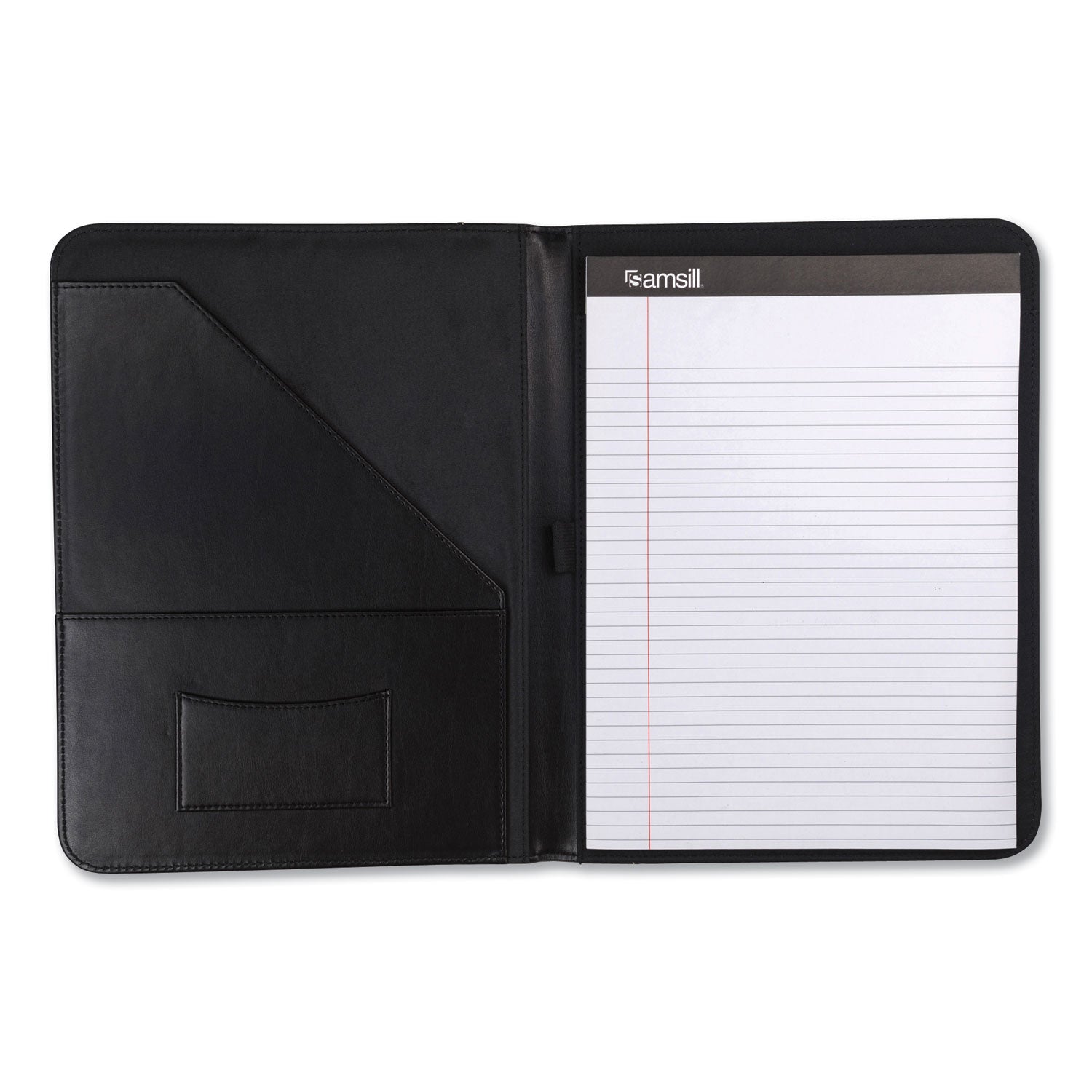 Samsill Professional Leather Padfolio, 8.5" x 11", Black, 1 Each