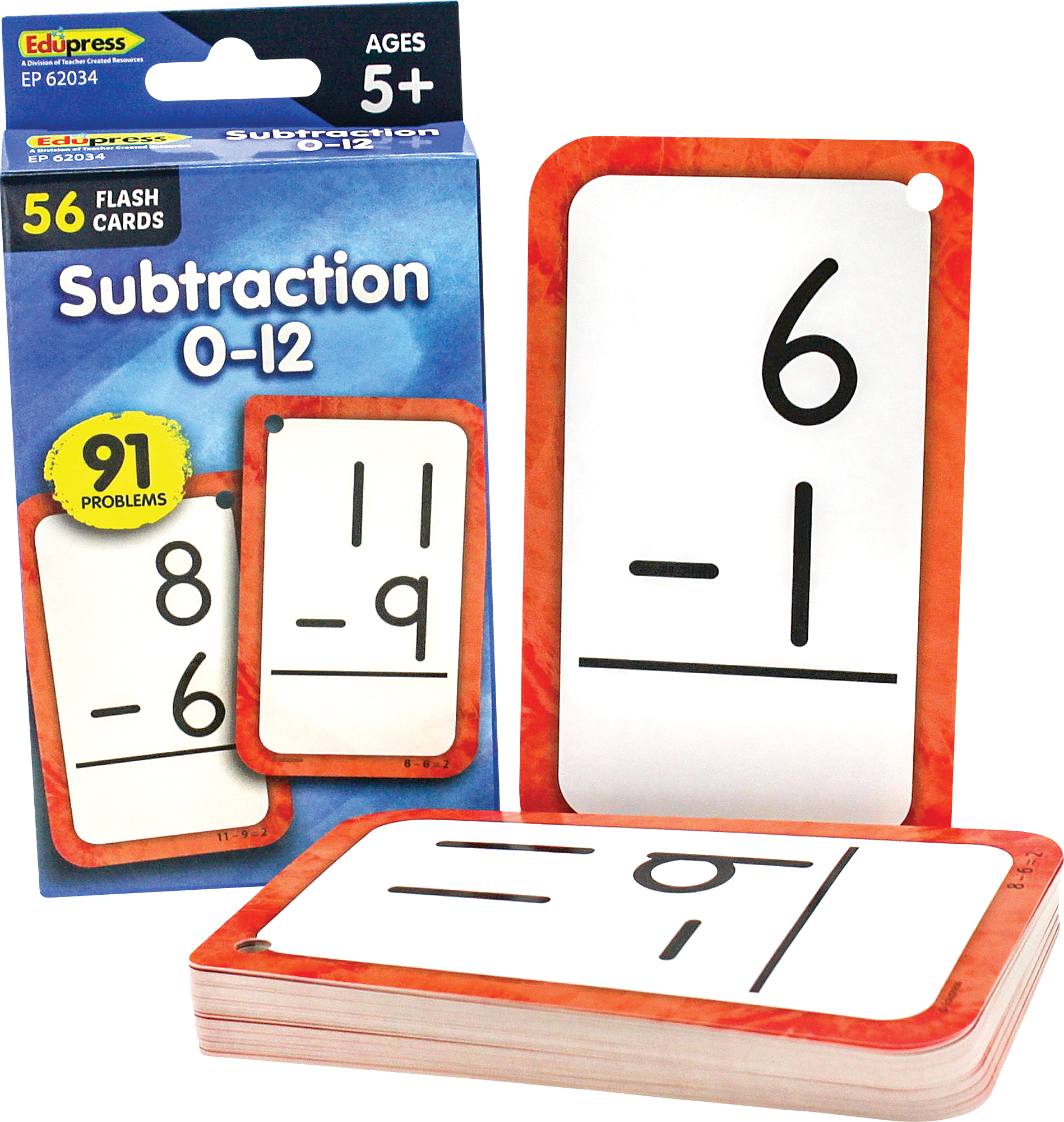 Subtraction 0–12 Flash Cards
