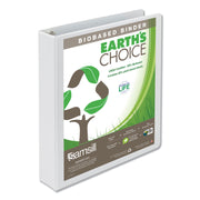 Samsill Earth's Choice Plant-based Durable View Binder, 1 1/2" Capacity, 3 Round Rings, Letter Size, 325 Sheet Capacity, 2 Internal Pockets, White, 1 Each