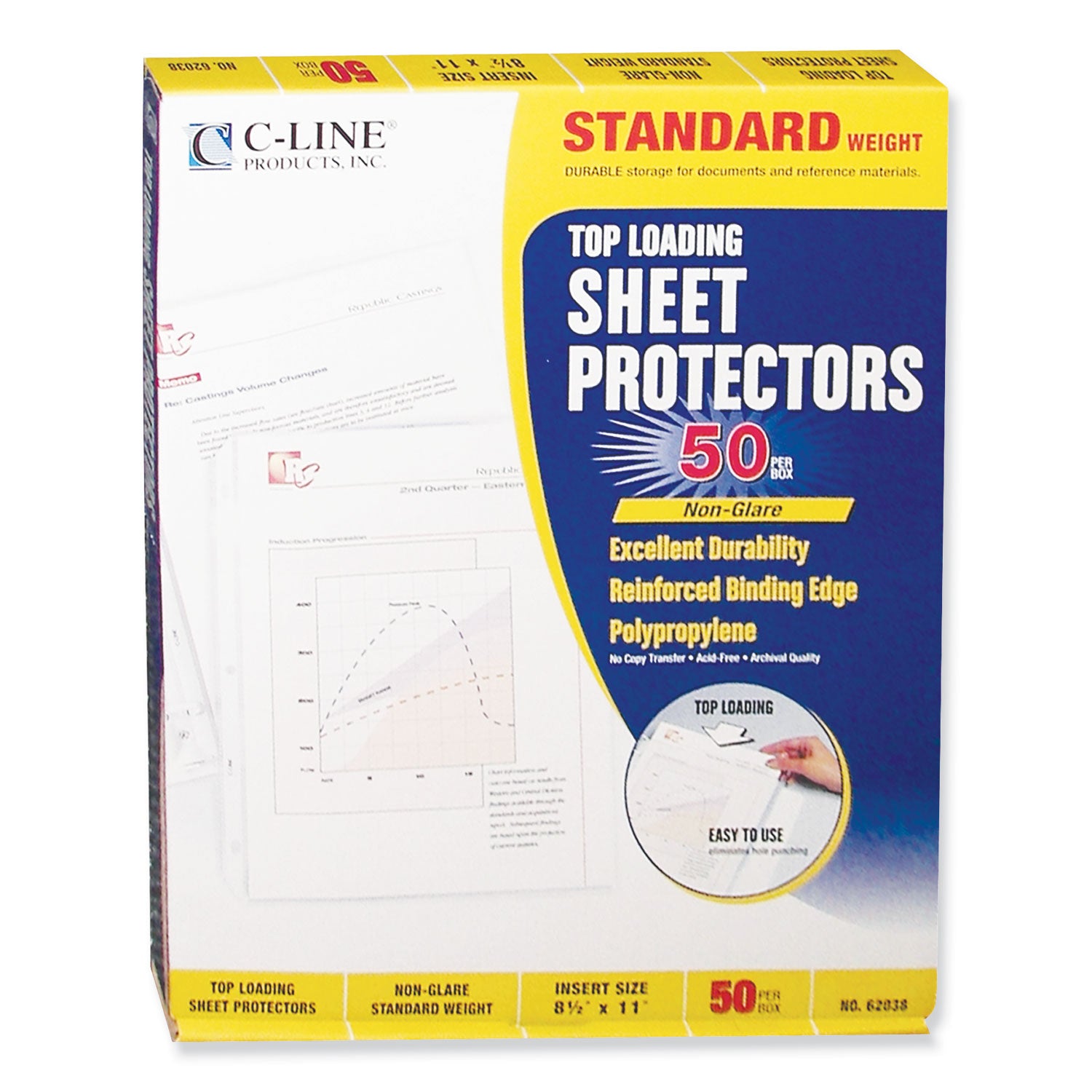 Standard Weight Polypropylene Sheet Protectors, Non-Glare, 2", 11 x 8.5, 50/Box