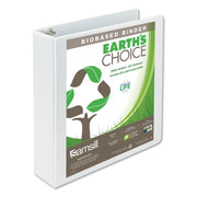 Samsill Earth's Choice Plant-based Durable View Binder, 2" Capacity, 3 Round Rings, Letter Size 8.5" x 11", 425 Sheet Capacity, 2 Internal Pockets, White, 1 Each
