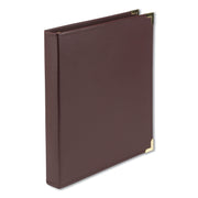 1" Binder Capacity - Letter - 8 1/2" x 11" Sheet Size - Fastener(s): Round Ring - Pocket(s): 2, Internal - Faux Leather, Brass, Metal - Burgundy - Flexible, Durable, Concealed Rivet - 1 Each