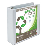 Samsill Earth's Choice Plant-based Durable View Binder, 3" Capacity, 550 Sheet, 3 Round Rings, 2 Internal Pockets, Letter Size, White, 1 Each