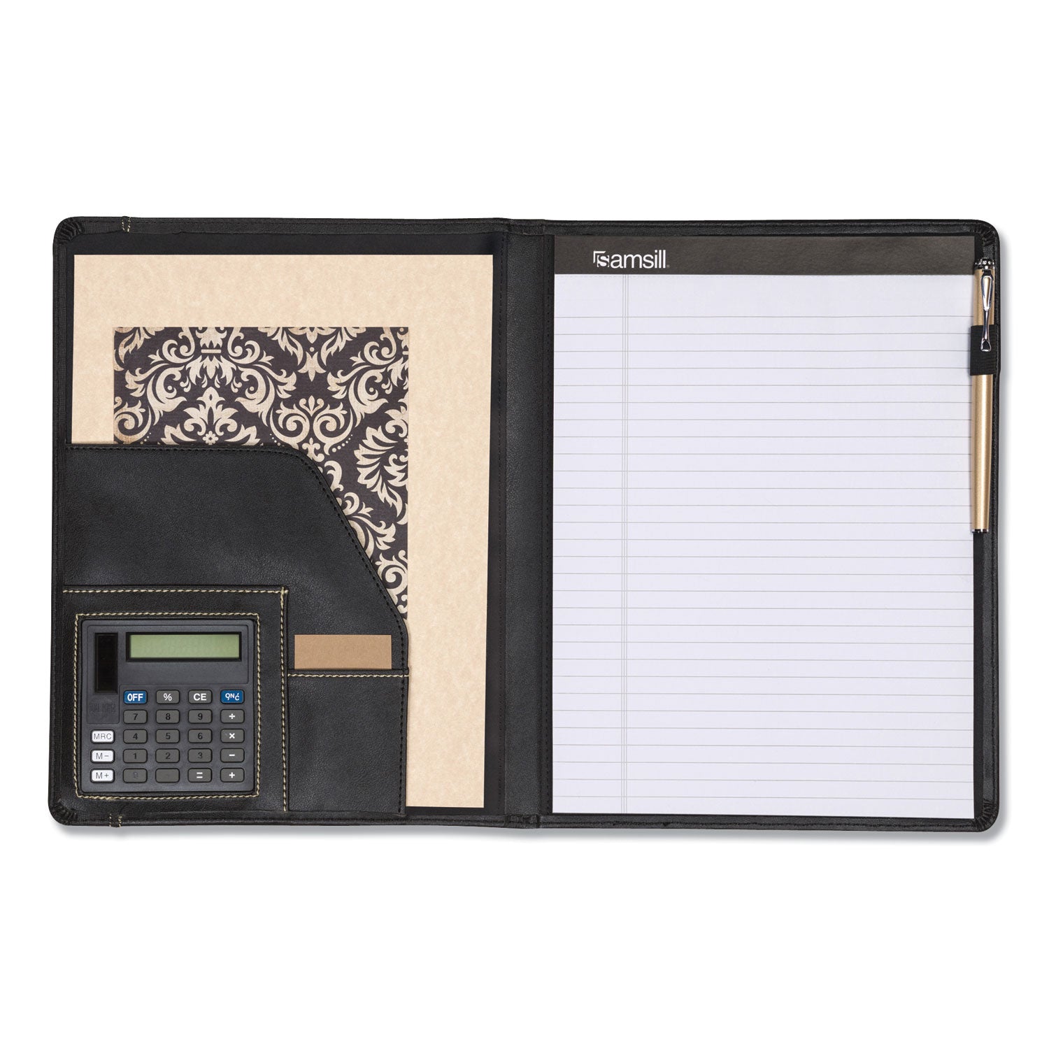 8 1/2" x 11" - 2 Internal Pocket(s) - Vinyl, Polyvinyl Chloride (PVC) - Black - Pen Loop - 1 Each