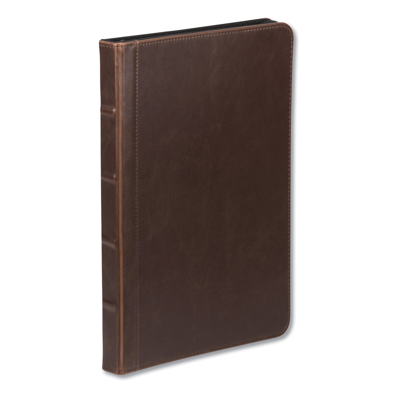 Samsill Vintage Hardback Zipper Portfolio, Letter Size 8.5" x 11", Faux Leather & Vinyl, Dark Brown, Includes Notepad, 1 Each