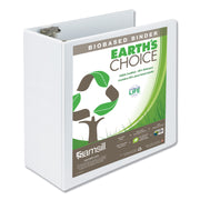 Samsill Earth's Choice Plant-based Durable View Binder, 5" Capacity, 3 Round Rings, Letter Size, 875 Sheet Capacity, 2 Internal Pockets, White, 1 Each