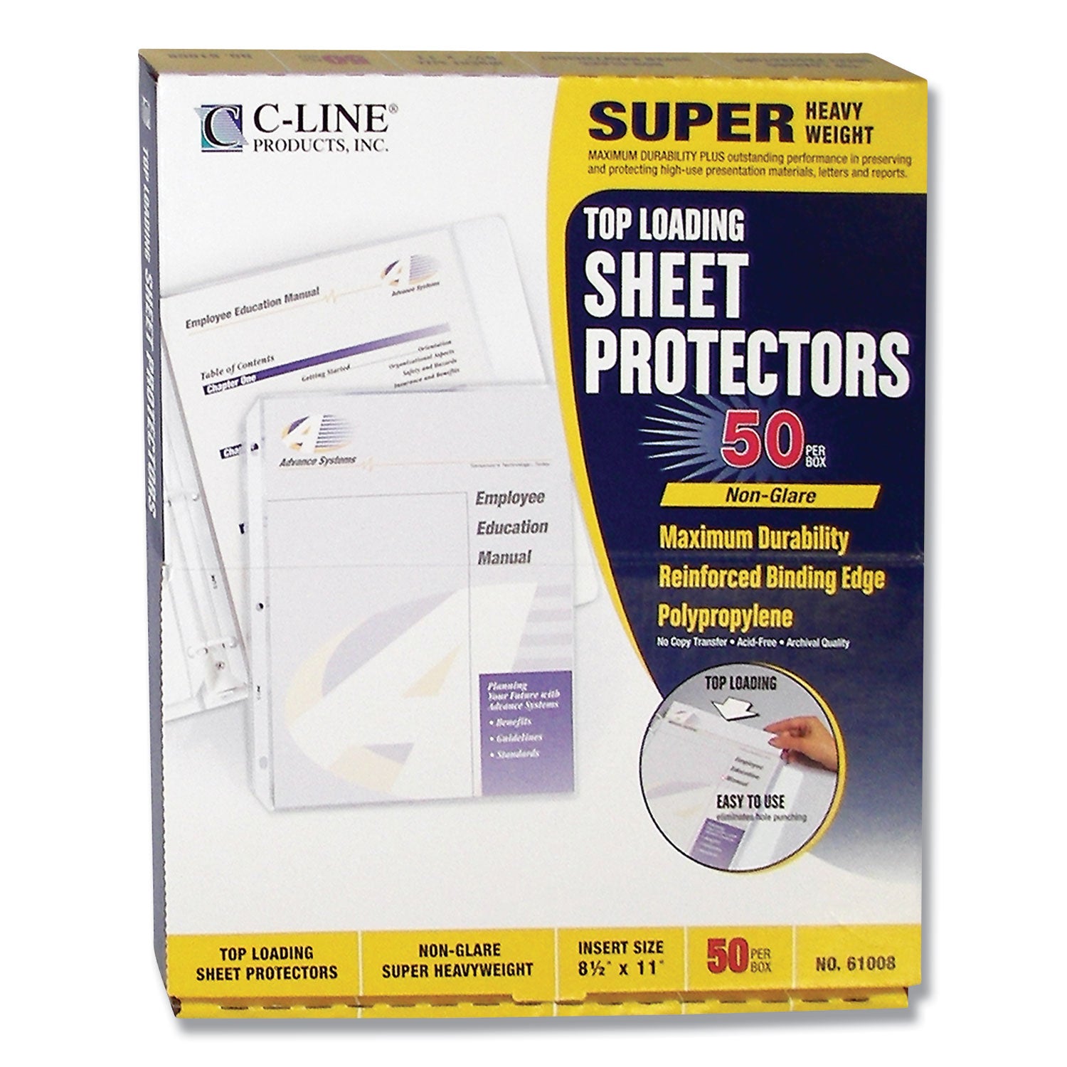 Super Heavyweight Poly Sheet Protectors, Non-Glare, 2", 11 x 8.5, 50/Box
