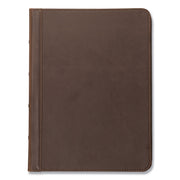 Samsill Vintage Hardback Zipper Portfolio, Letter Size 8.5" x 11", Faux Leather & Vinyl, Dark Brown, Includes Notepad, 1 Each