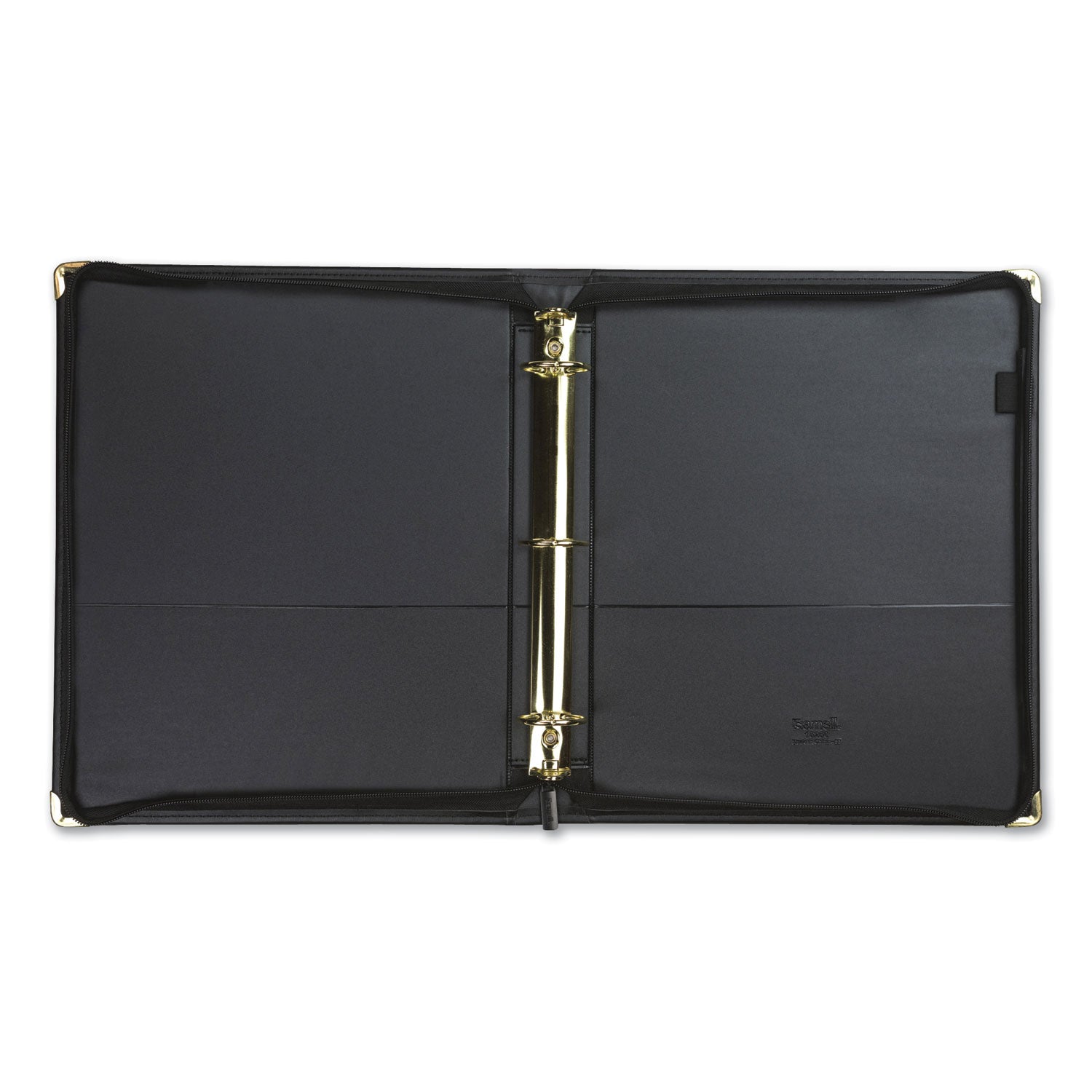 Samsill Classic Professional Binder - 3 Ring Binder with 1.5 Inch Brass Round Rings and Zipper Closure - Portfolio Binder - Brass Corner Accents - Black