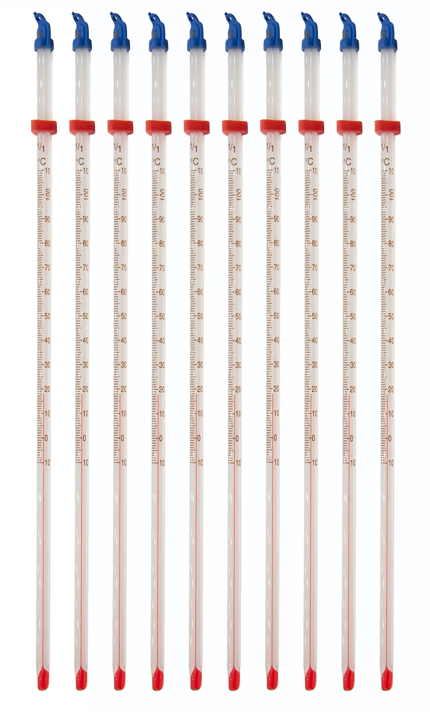 Thermometer, White-Backed, Partial Immersion, Single Scale -10°C to 150°C, Pack of 10