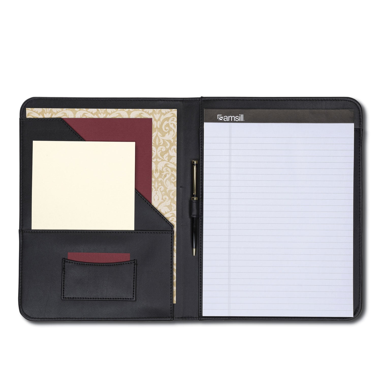 Samsill Professional Leather Padfolio, 8.5" x 11", Black, 1 Each