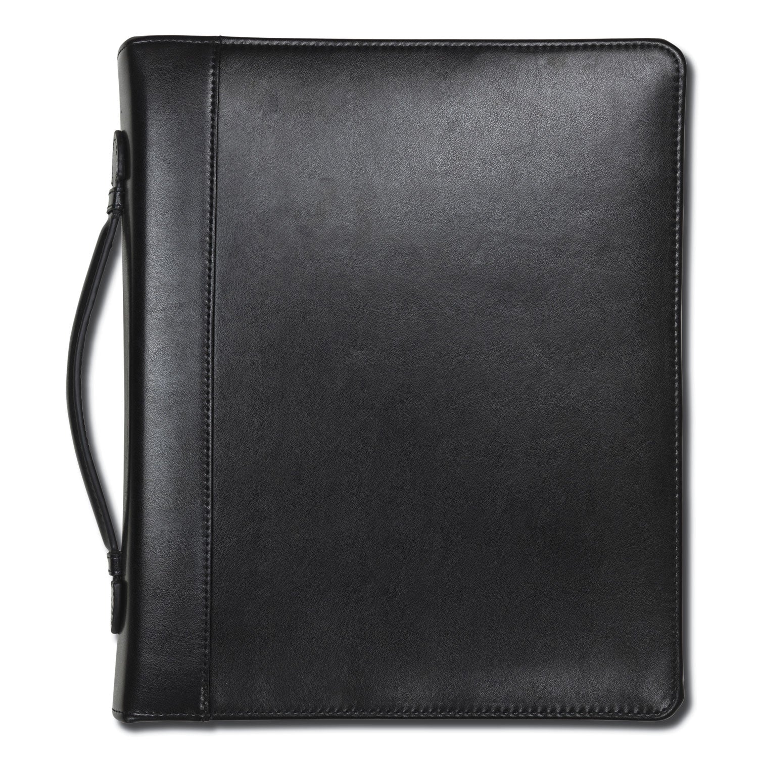 1" Folder Capacity - 8 1/2" x 11" - 1" for Folder - Internal Pocket(s) - Leather, Metal - Black - Zipper Closure, Handle, Tablet Pocket, Document Pocket, Spine, Padded Handle, Padded Spine - 0% Recycled - 1 Each