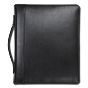 1" Folder Capacity - 8 1/2" x 11" - 1" for Folder - Internal Pocket(s) - Leather, Metal - Black - Zipper Closure, Handle, Tablet Pocket, Document Pocket, Spine, Padded Handle, Padded Spine - 0% Recycled - 1 Each